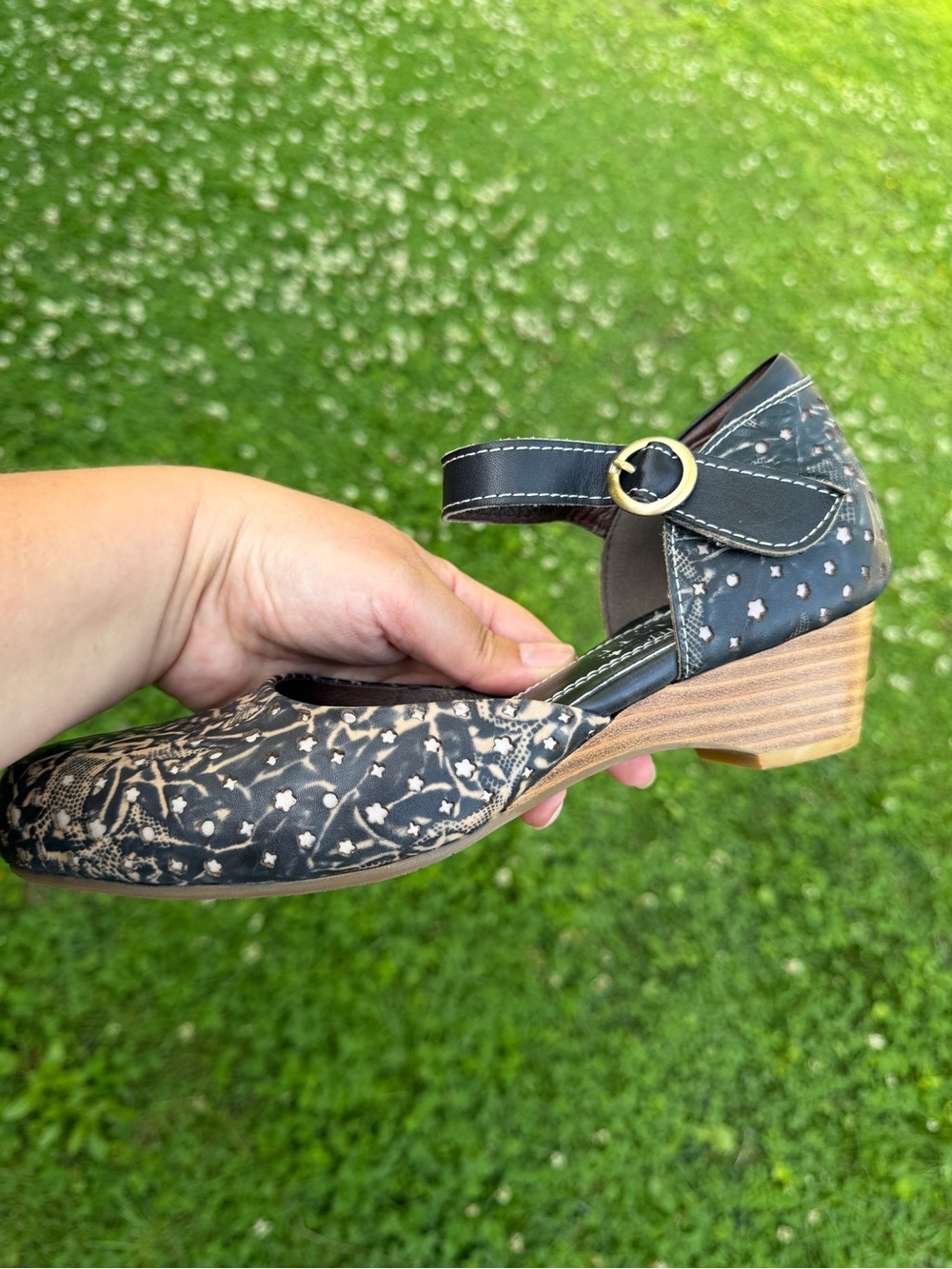 L’Artiste Spring Step Koraline Mary Jane Low Wedge Leather Shoes Size 6.5/7 - Picture 4 of 10